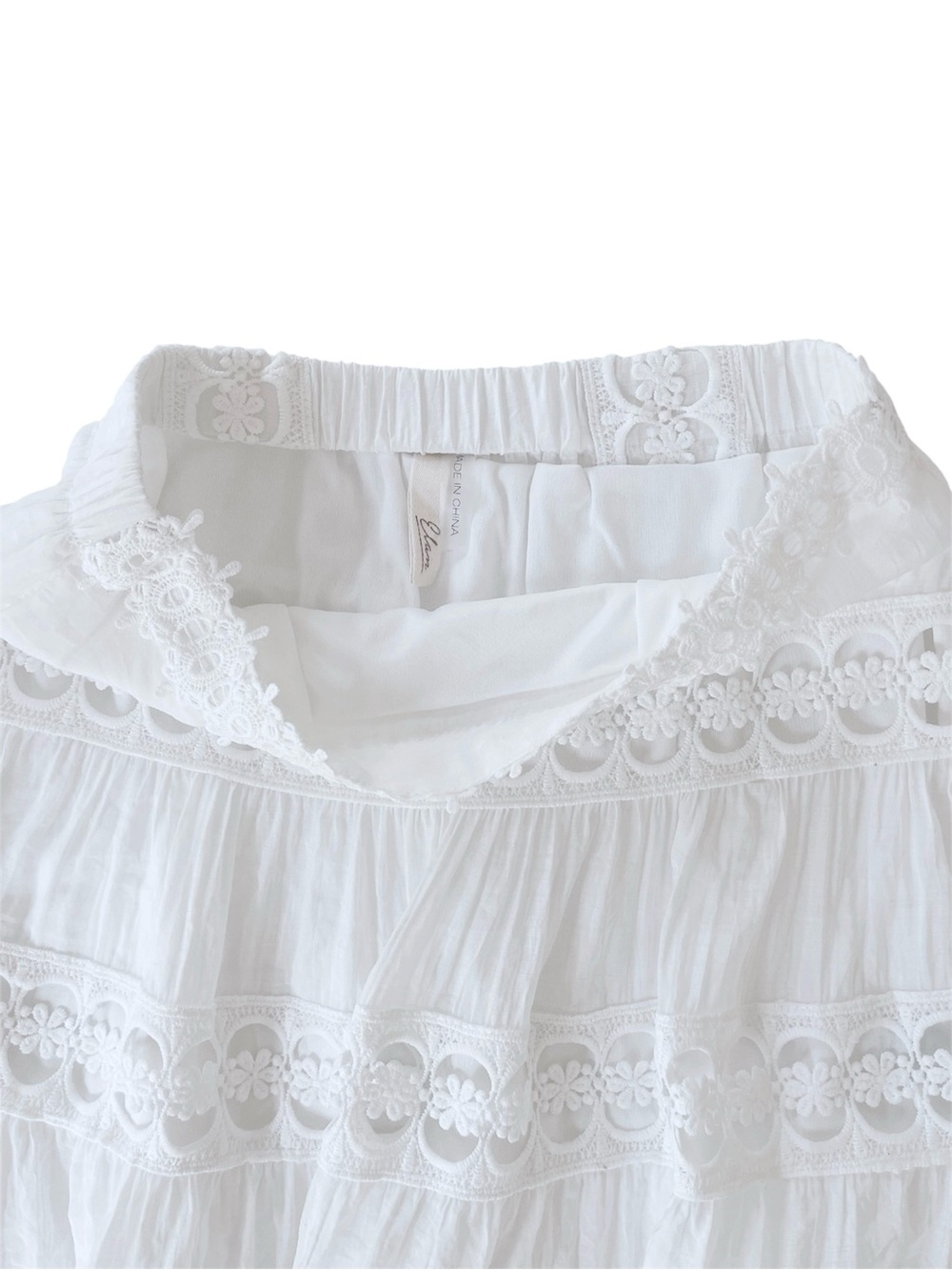 Elan White Lace Tiered Mini Skirt - Picture 2 of 4